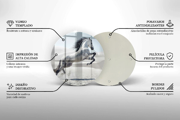 Skärbräda glas unik Vit häststev