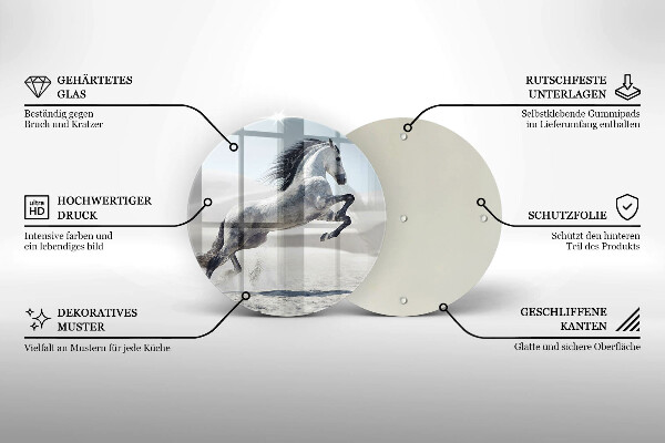 Skärbräda glas unik Vit häststev