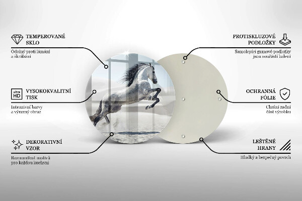 Skärbräda glas unik Vit häststev