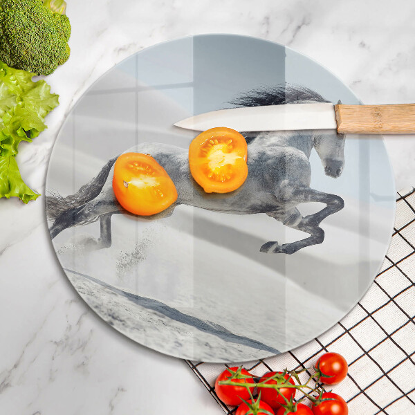 Skärbräda glas unik Vit häststev