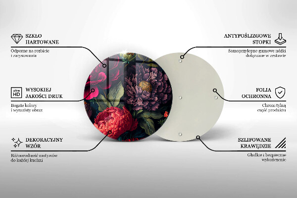 Skärbräda glas unik Vackra blommor