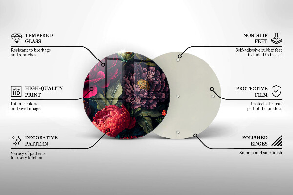 Skärbräda glas unik Vackra blommor