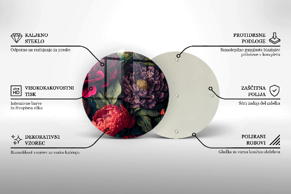 Skärbräda glas unik Vackra blommor