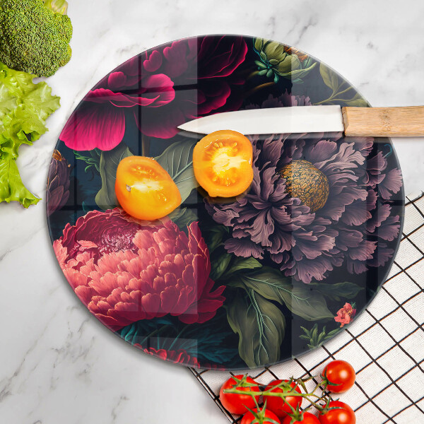 Skärbräda glas unik Vackra blommor