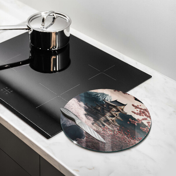 Skärbräda glas unik Japanskt byggnadslandskap