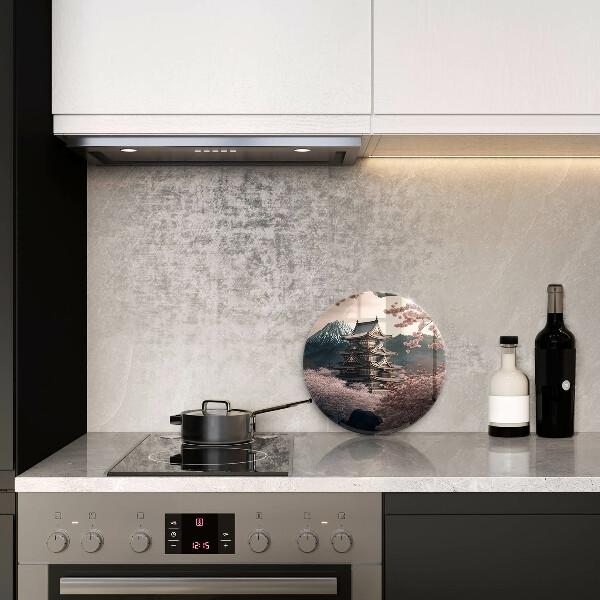 Skärbräda glas unik Japanskt byggnadslandskap