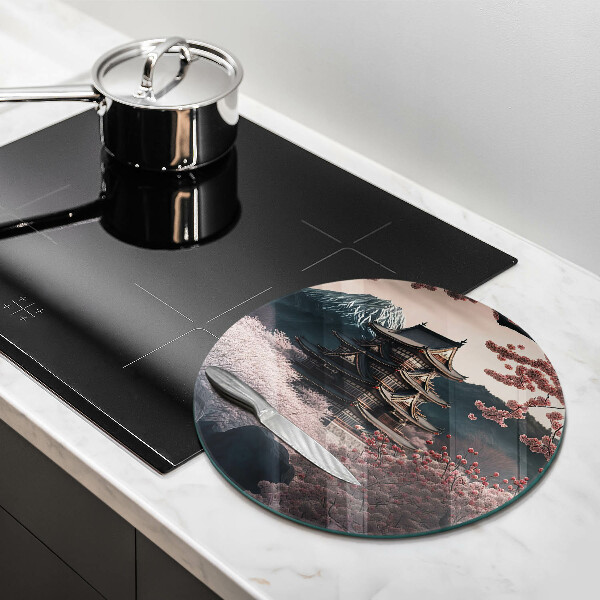 Skärbräda glas unik Japanskt byggnadslandskap