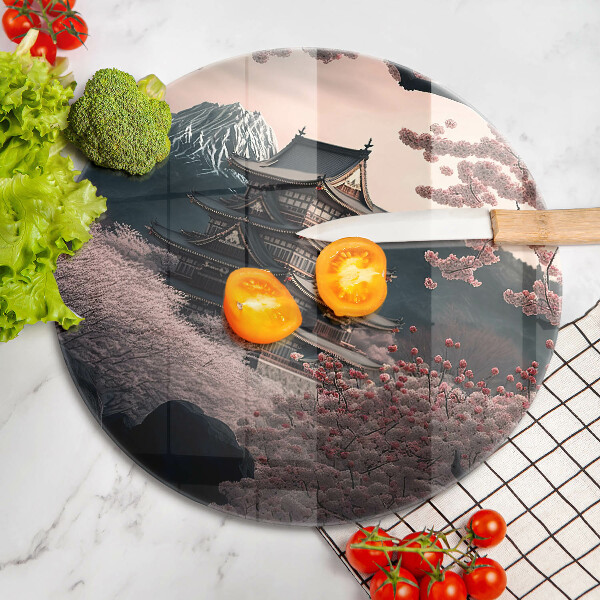 Skärbräda glas unik Japanskt byggnadslandskap