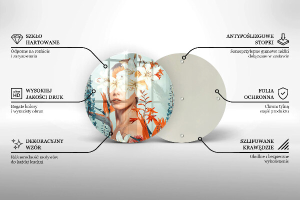 Skärbräda glas unik Kvinna i blommor