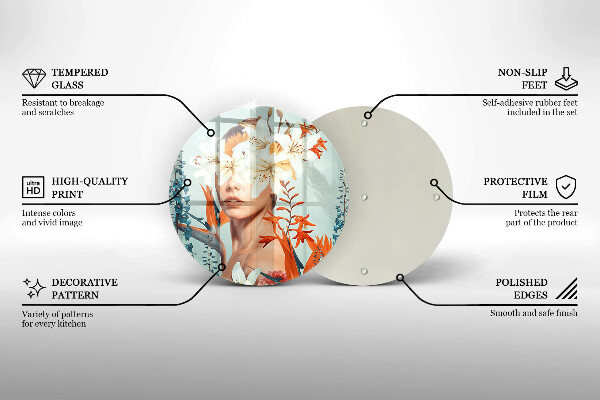 Skärbräda glas unik Kvinna i blommor