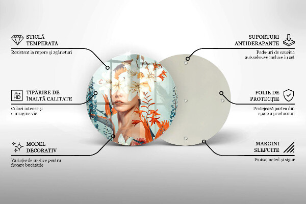 Skärbräda glas unik Kvinna i blommor