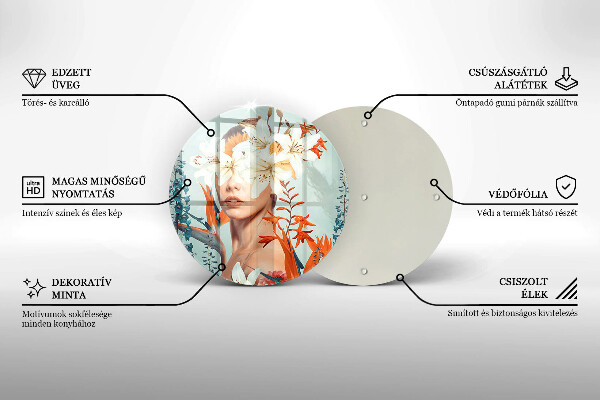 Skärbräda glas unik Kvinna i blommor