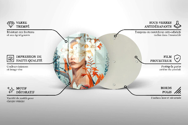 Skärbräda glas unik Kvinna i blommor