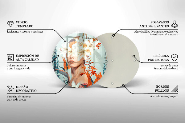 Skärbräda glas unik Kvinna i blommor