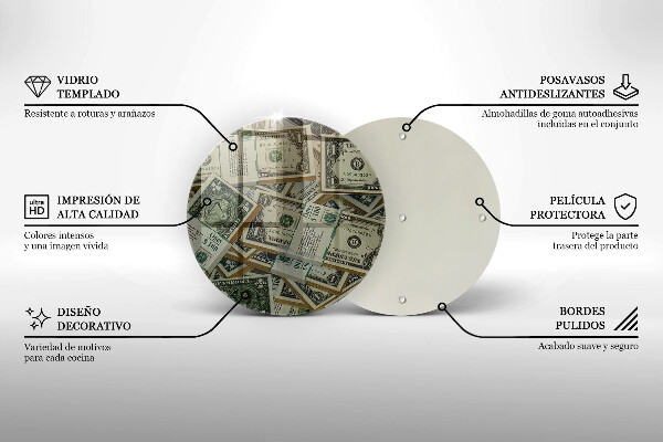 Skärbräda glas unik Pengar dollar