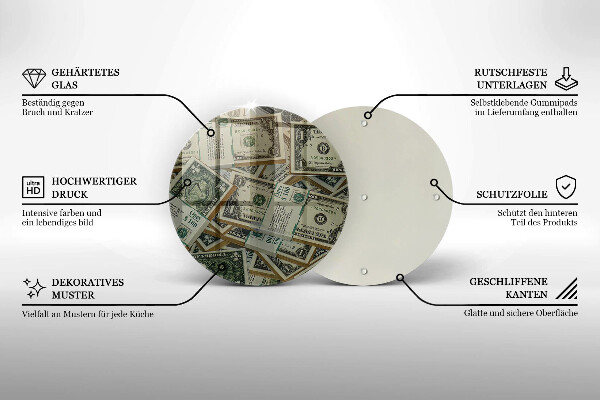 Skärbräda glas unik Pengar dollar