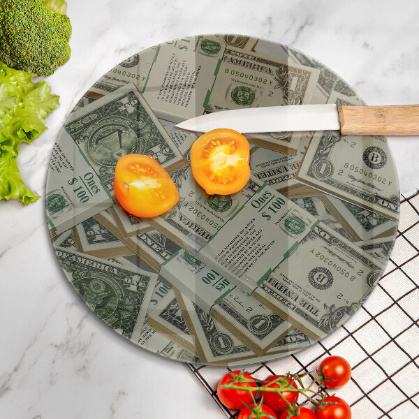 Skärbräda glas unik Pengar dollar