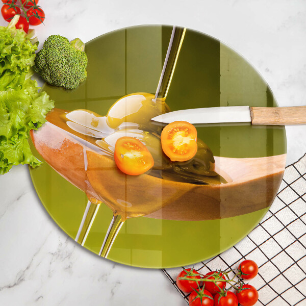 Skärbräda glas unik Olivolja och oliver