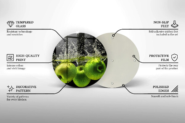 Skärbräda glas unik Gröna äpplen och vatten