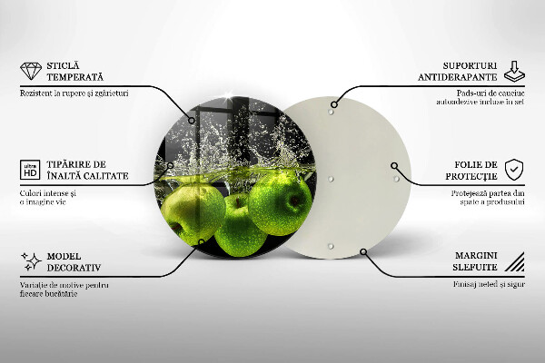 Skärbräda glas unik Gröna äpplen och vatten