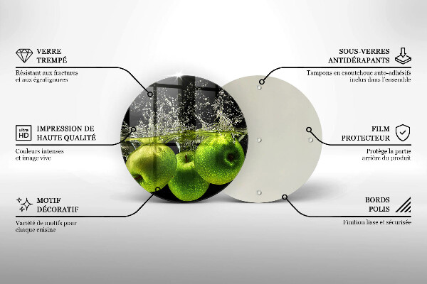Skärbräda glas unik Gröna äpplen och vatten