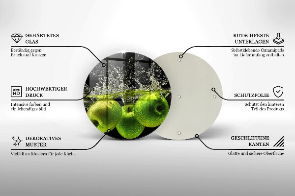 Skärbräda glas unik Gröna äpplen och vatten