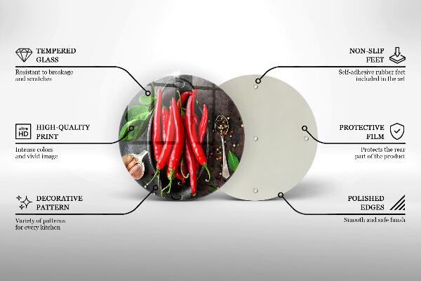 Skärbräda glas unik Röd chilipeppar