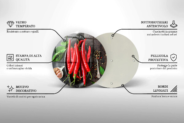 Skärbräda glas unik Röd chilipeppar