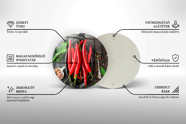 Skärbräda glas unik Röd chilipeppar