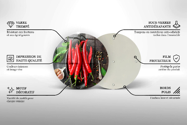 Skärbräda glas unik Röd chilipeppar