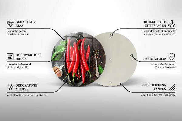 Skärbräda glas unik Röd chilipeppar