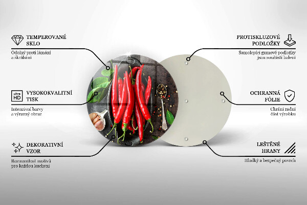 Skärbräda glas unik Röd chilipeppar