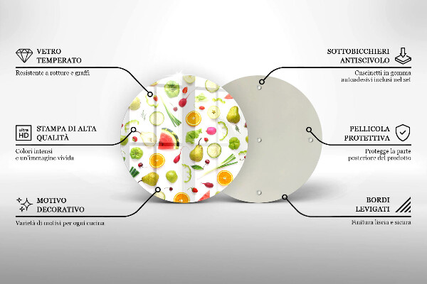 Skärbräda glas unik Frukt och grönsaker mönster