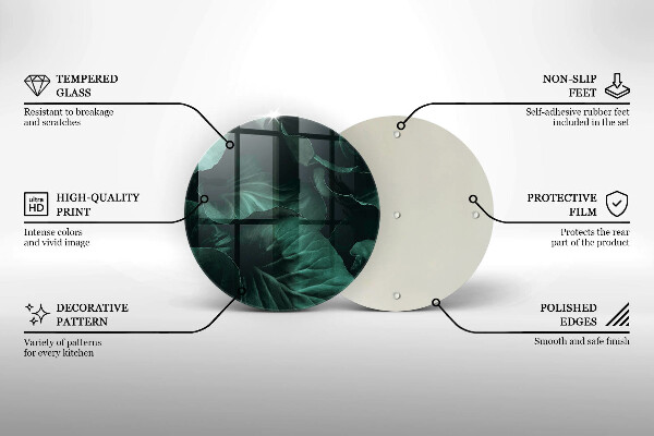 Skärbräda glas unik Vilda mörka blad