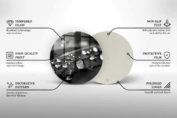 Skärbräda glas unik Daggdroppar på löven