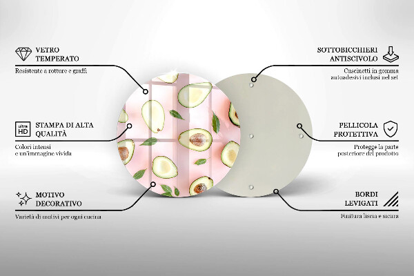 Skärbräda glas unik Avokado mönster
