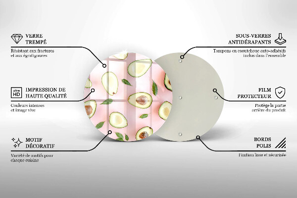 Skärbräda glas unik Avokado mönster
