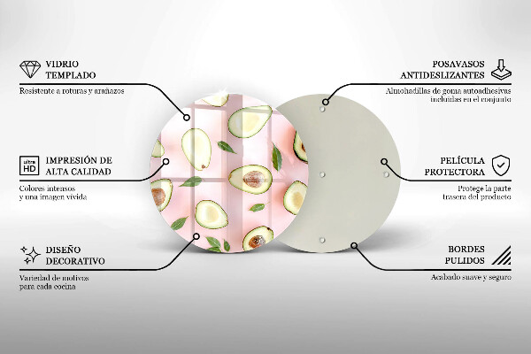 Skärbräda glas unik Avokado mönster