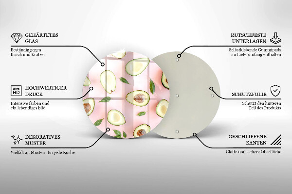 Skärbräda glas unik Avokado mönster