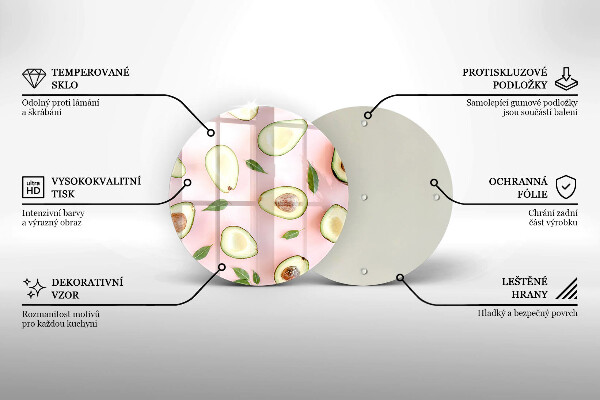 Skärbräda glas unik Avokado mönster