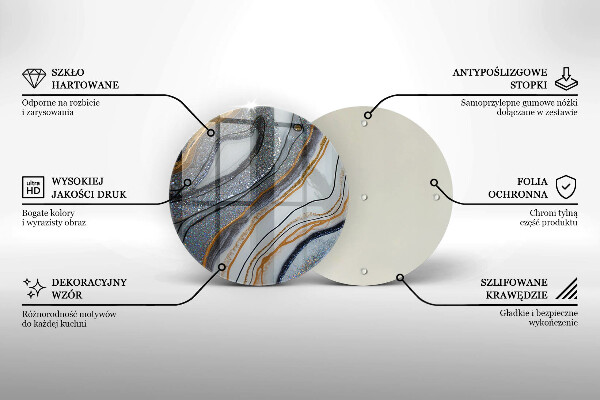Skärbräda glas unik sten med guld