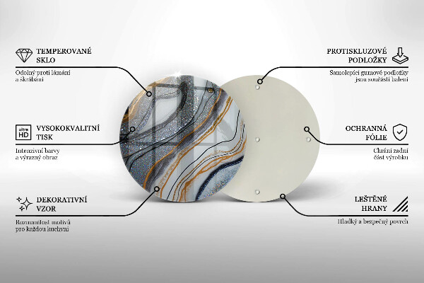 Skärbräda glas unik sten med guld