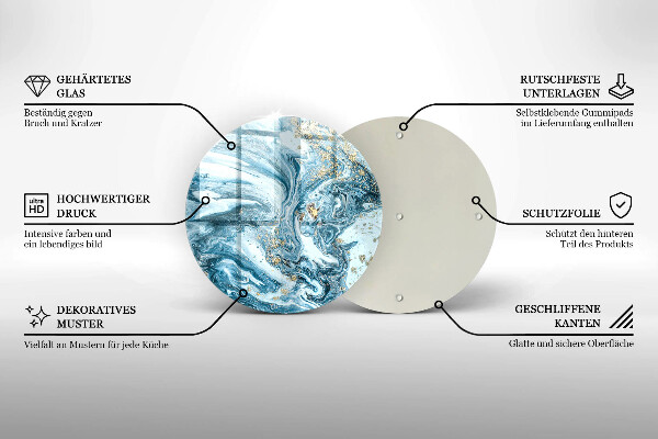 Skärbräda glas unik Struktur med guld