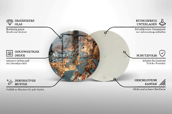 Skärbräda glas unik Gyllene stenstruktur