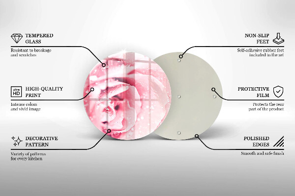 Skärbräda glas unik Daggdroppar och rosblomma