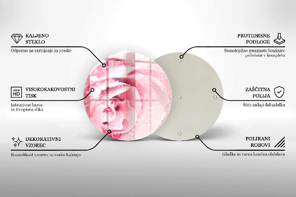 Skärbräda glas unik Daggdroppar och rosblomma