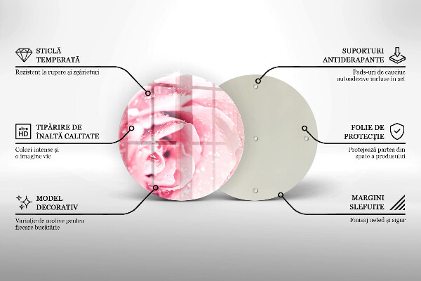 Skärbräda glas unik Daggdroppar och rosblomma