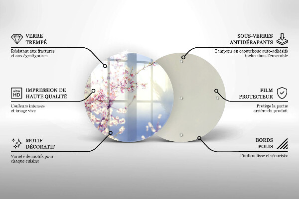 Skärbräda glas unik Blommande träd