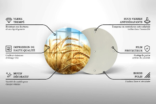 Skärbräda glas unik Öron av spannmål i fältet