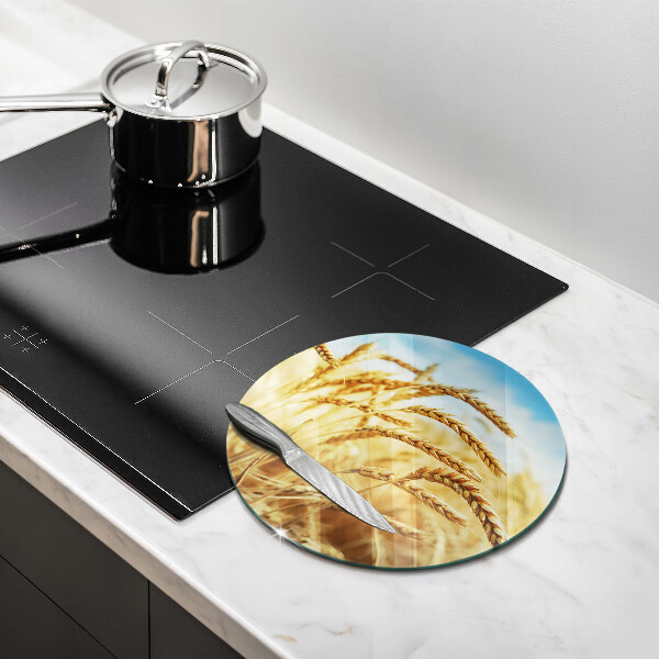 Skärbräda glas unik Öron av spannmål i fältet